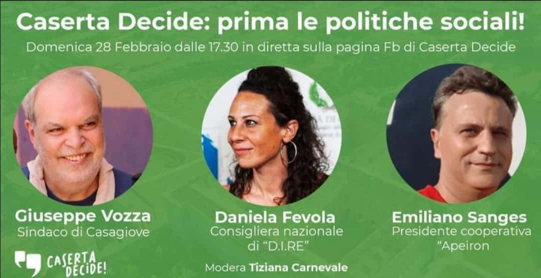 Caserta Decide: il 28 febbraio il nuovo webinar "Prima le politiche sociali!"