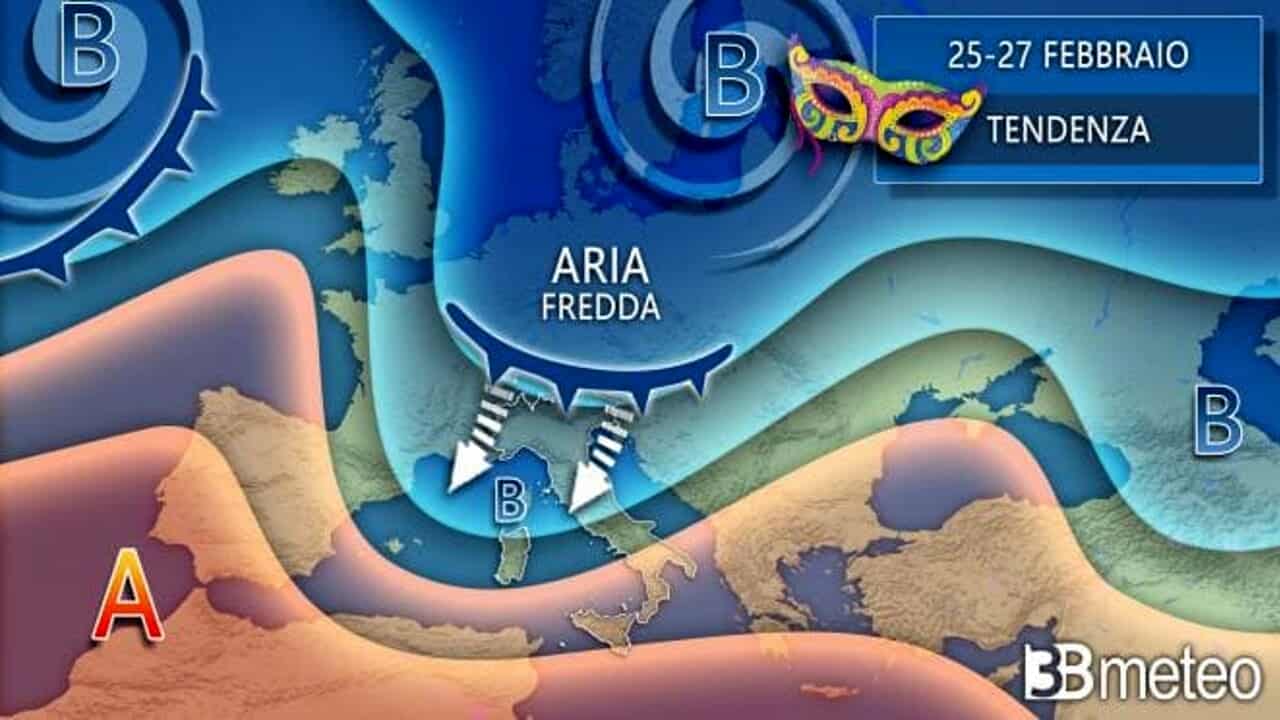 Carnevale gelido: dal Nord Europa in arrivo correnti di aria fredda