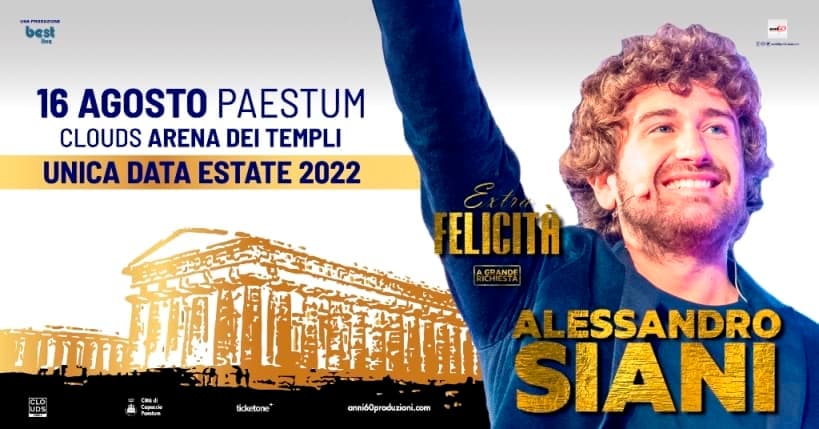 Paestum: il 16 agosto Alessandro Siani con “Extra Felicità”