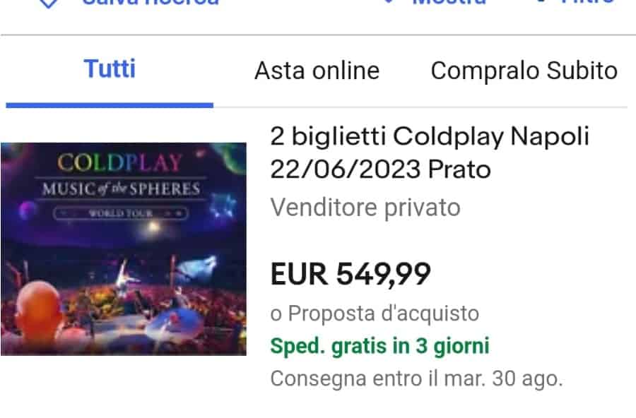 Coldplay Mania, bagarini in azione: biglietti di seconda mano a 600 euro
