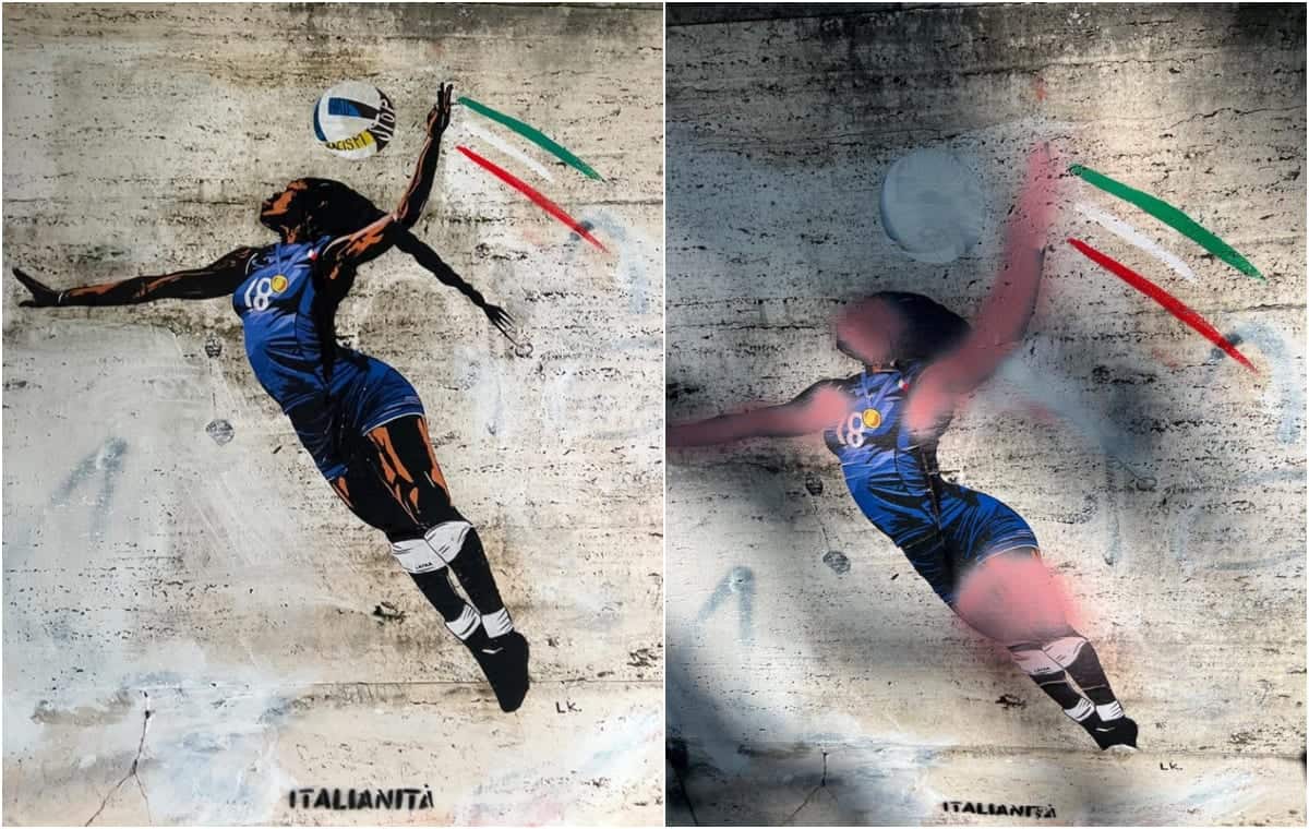 Paola Egonu, murale deturpato: spray rosa sulla pelle
