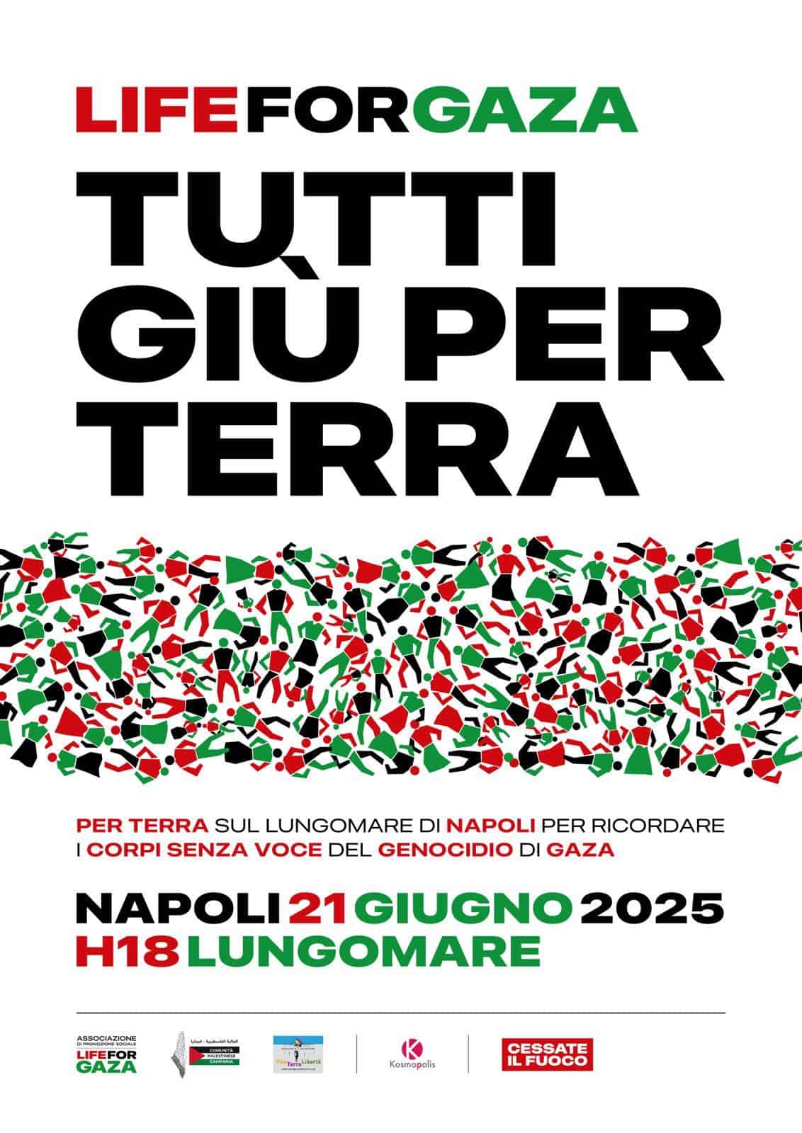 Presentato il flash mob "Tutti giù per terra: per Gaza, contro il genocidio" sul lungomare di Napoli
