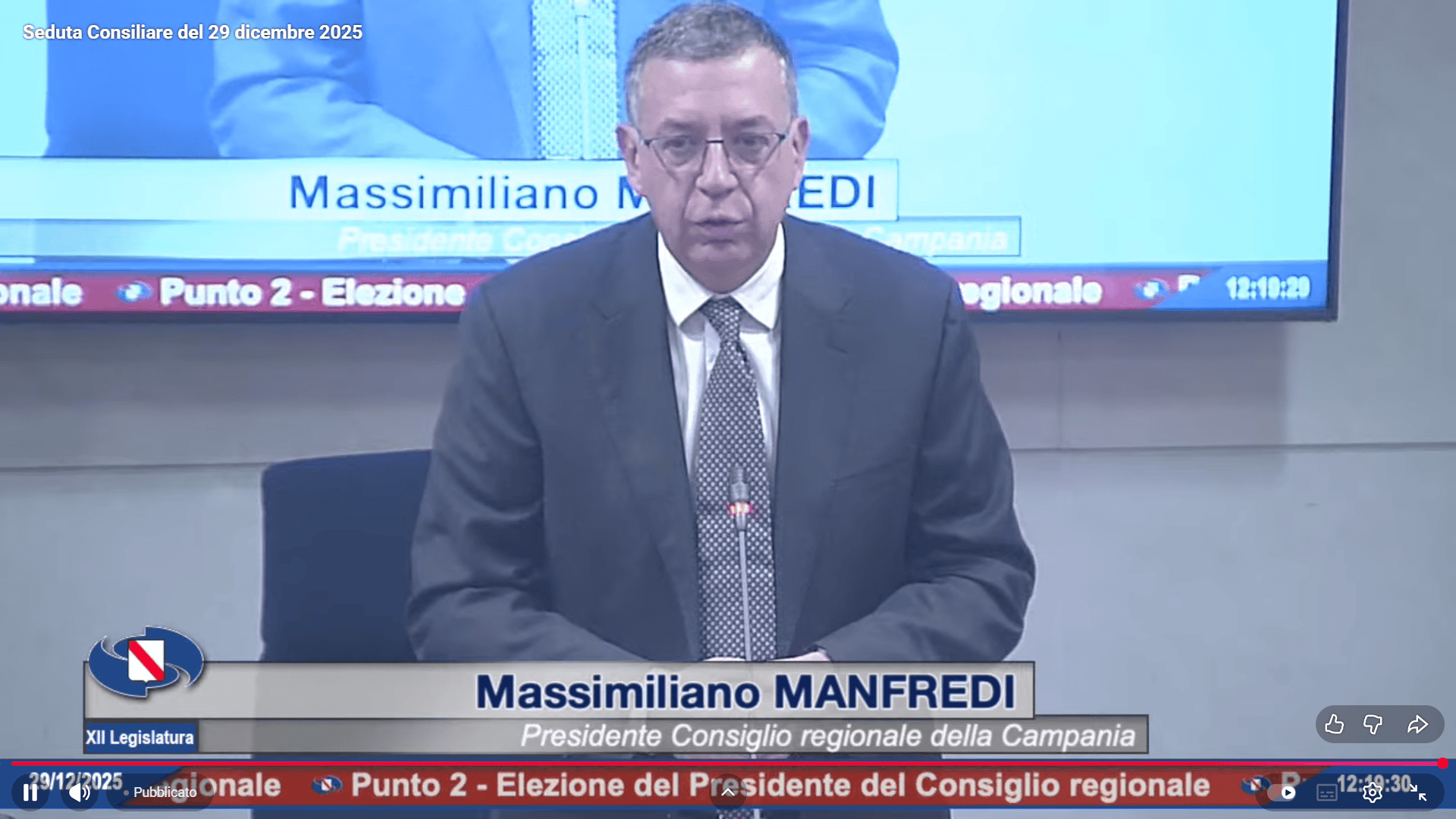 Manfredi eletto Presidente del Consiglio regionale