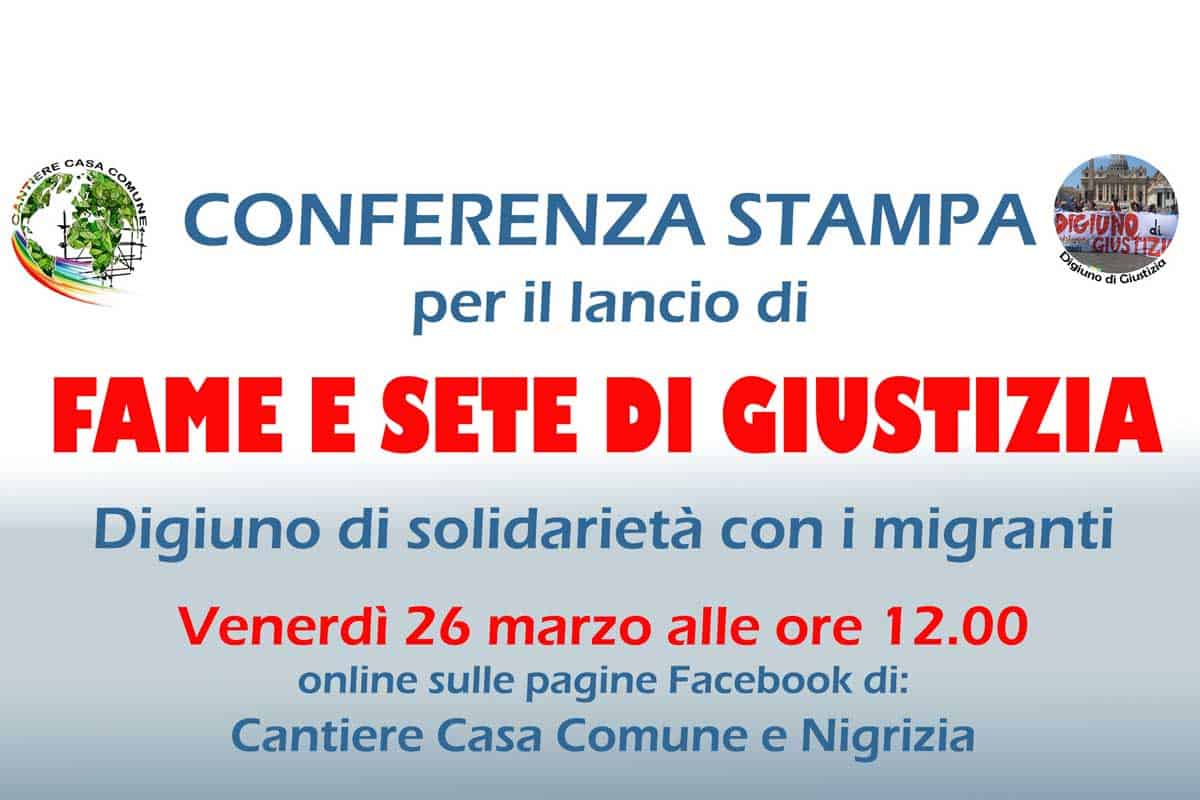 Migranti, "Fame e sete di giustizia": venerdì 26 marzo la conferenza stampa