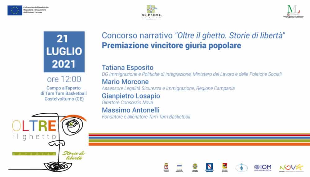 “Oltre il ghetto. Storie di libertà”, mercoledì 21 luglio la premiazione di TAM TAM Basketball