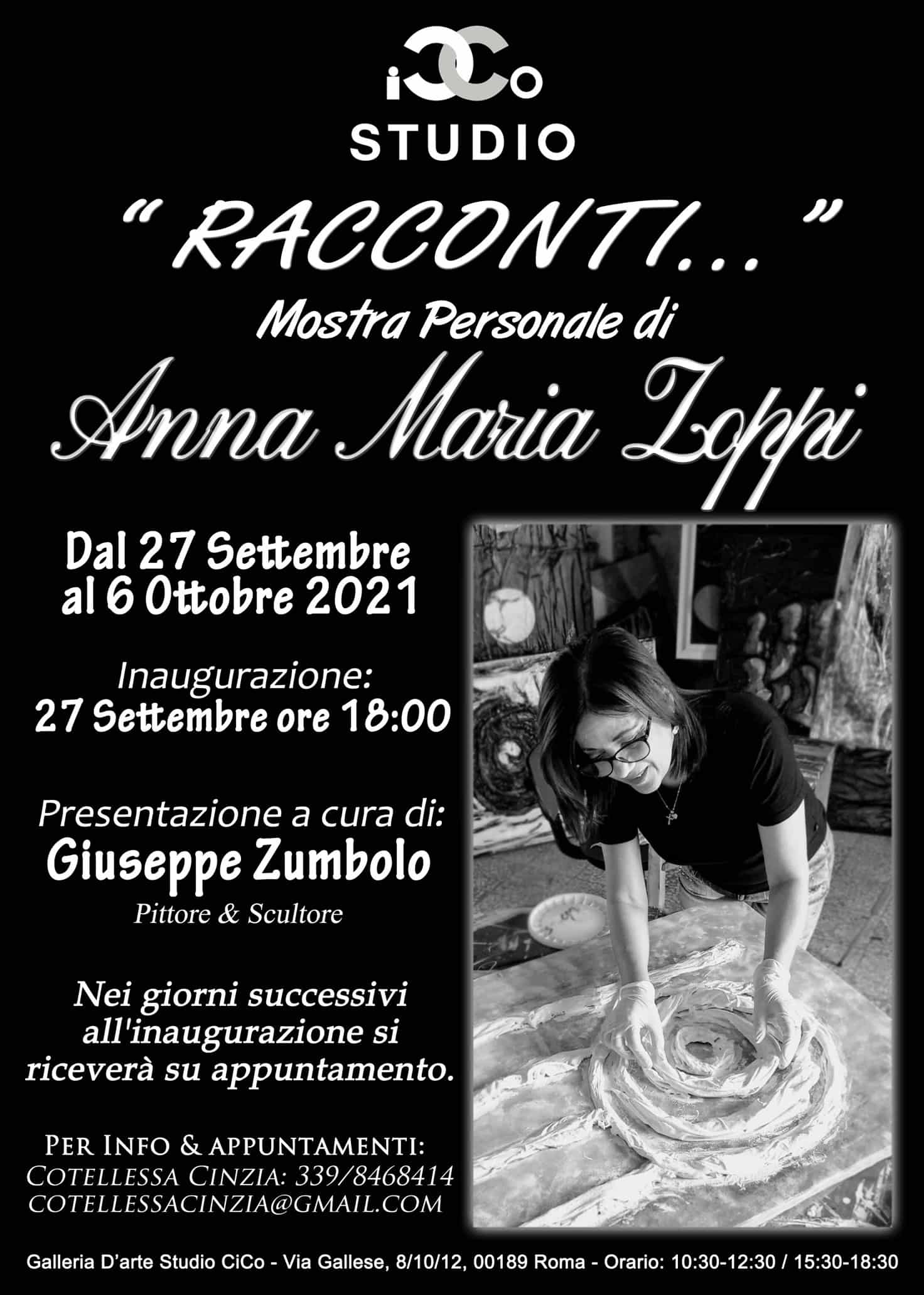Roma, si inaugura la mostra di Arte Contemporanea di Anna Maria Zoppi
