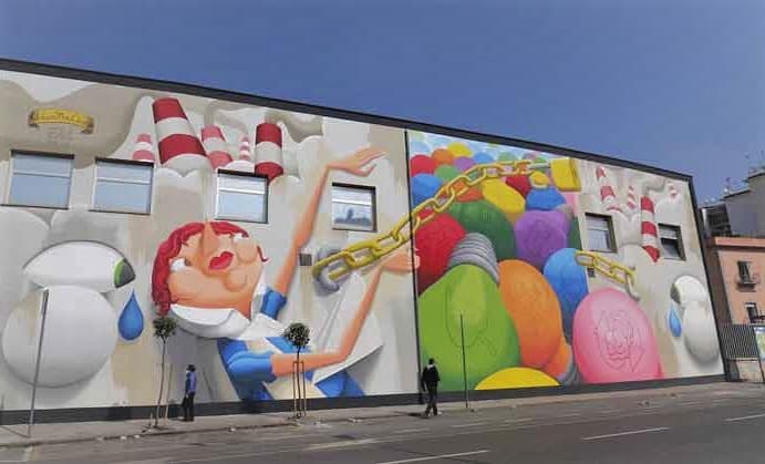 A Napoli l'eco-murales antismog dello street artist Zed1
