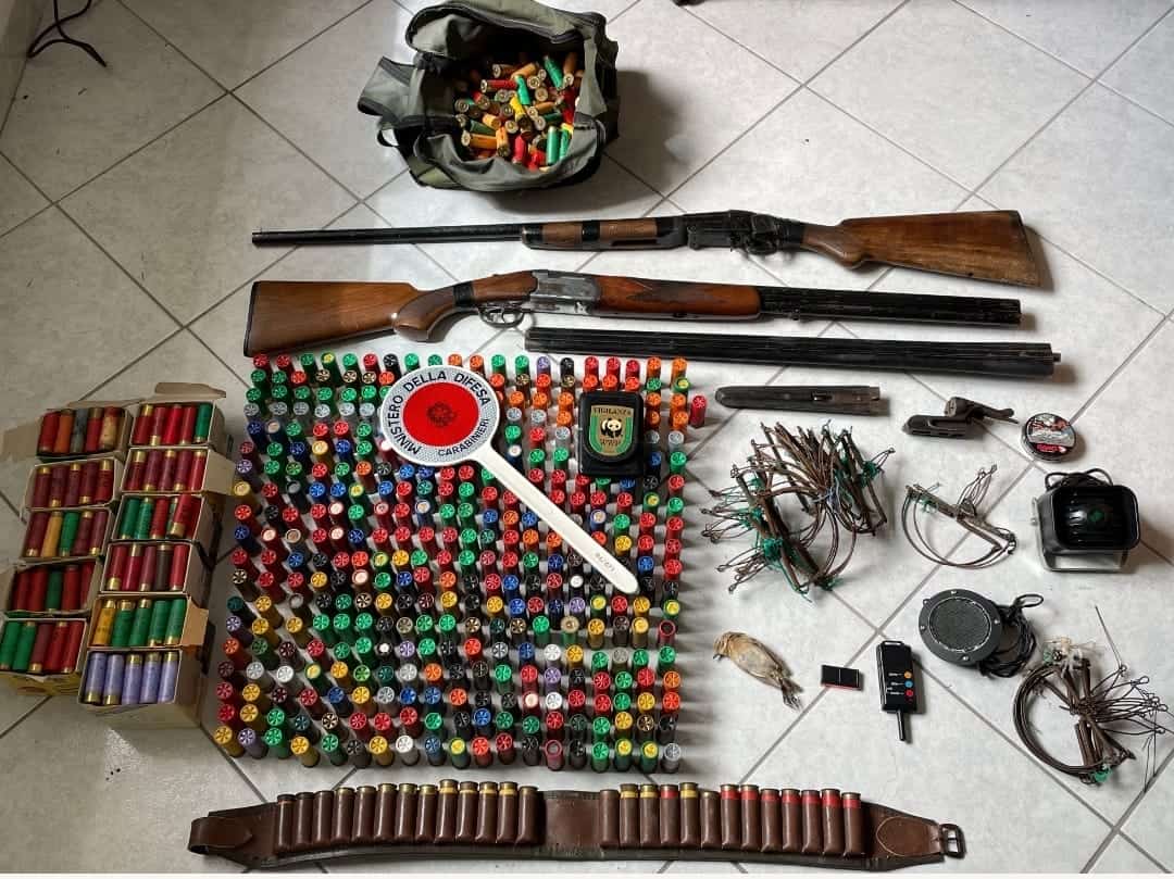 Ischia, catturavano uccelli con trappole illegali: sequestro di armi e arresto