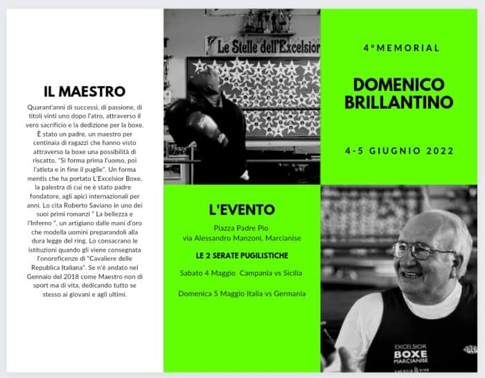 Marcianise, Excelsior Boxe: il 4° memorial per Domenico Brillantino