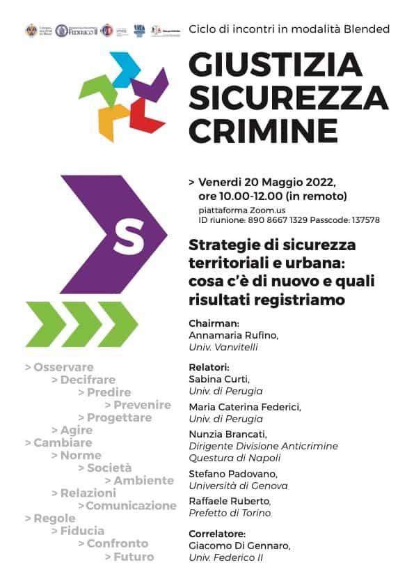 "Strategia di sicurezza territoriali e urbana": oggi in remoto l'incontro