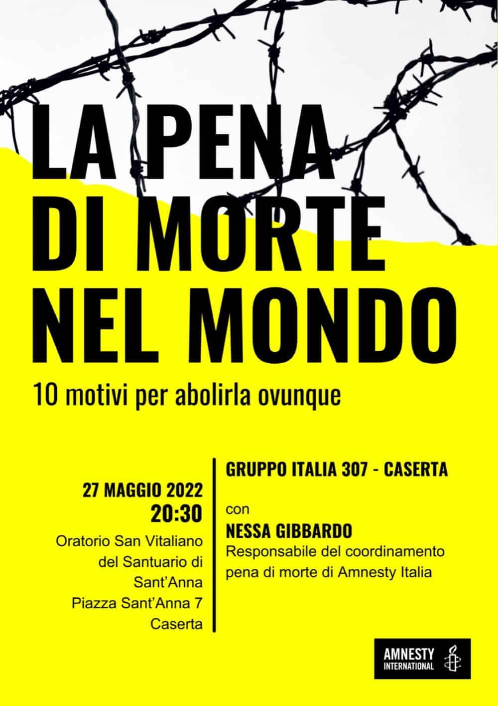 Amnesty International a Caserta contro la pena di morte