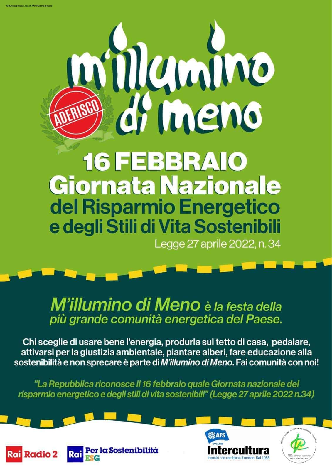 M’illumino di Meno, partecipa l'ISIS Corrado: “Tutta una comunità energetica”
