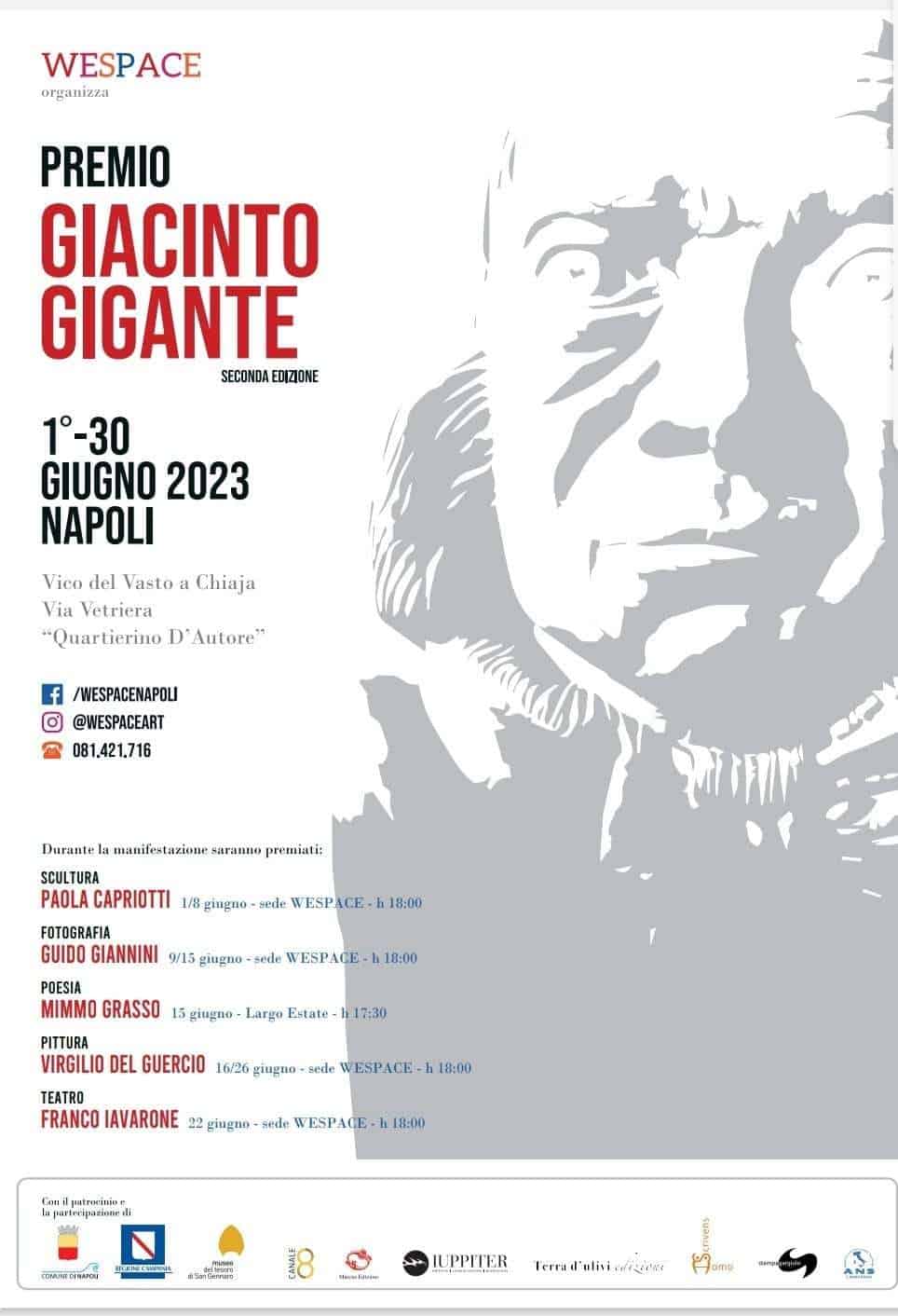 Napoli, WeSpace presenta la II edizione del premio "GIACINTO GIGANTE"
