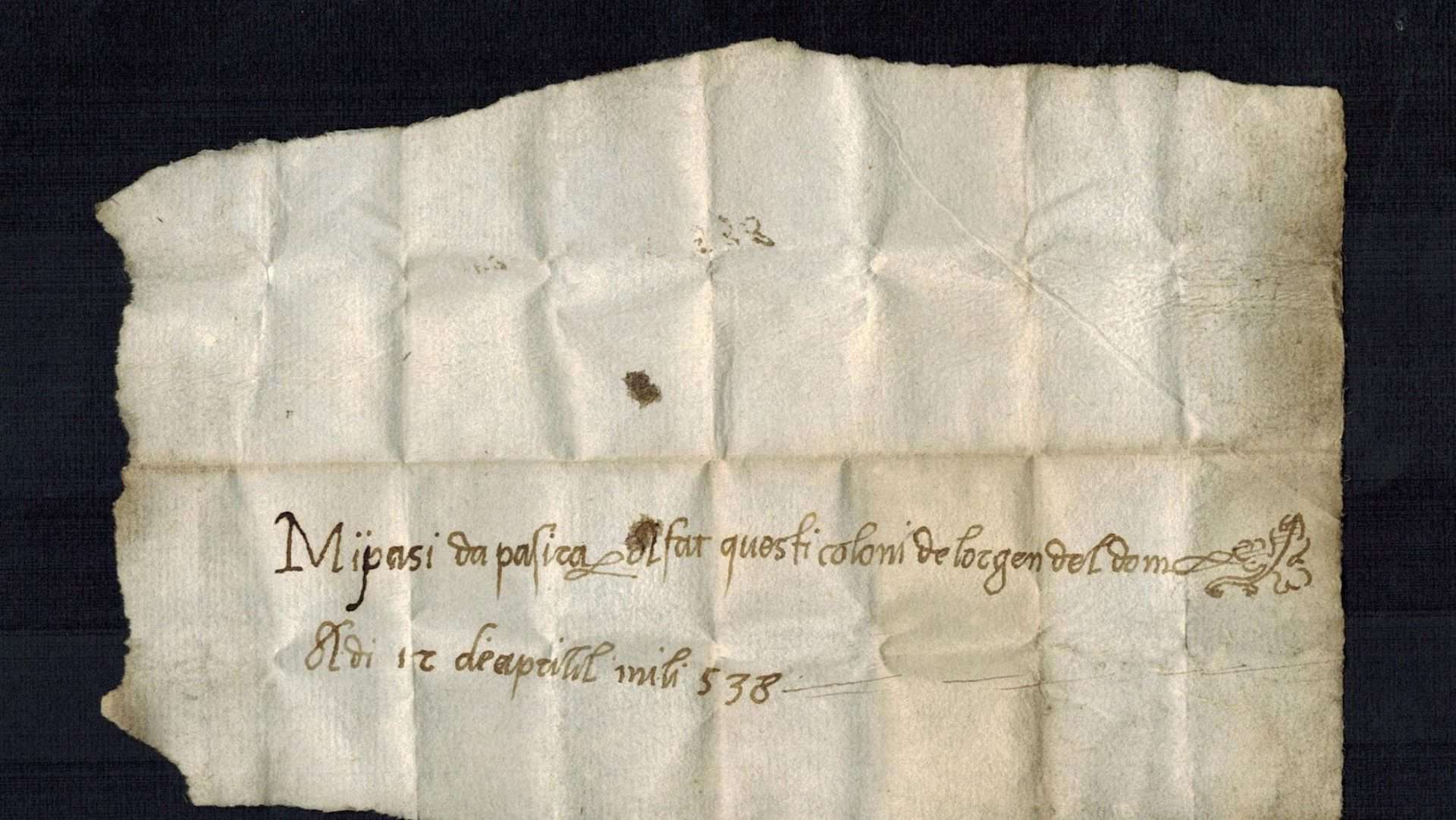 Il rinvenimento di un biglietto del 1538: la piacevole scoperta a Brescia