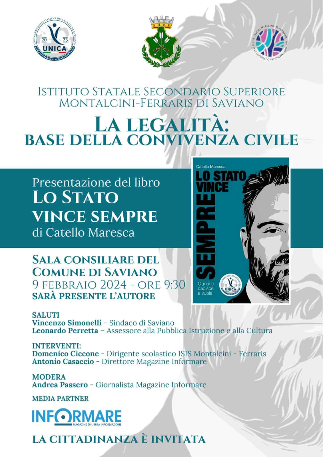 "La legalità: base della convenienza civile": Catello Maresca presenta il suo libro a Saviano