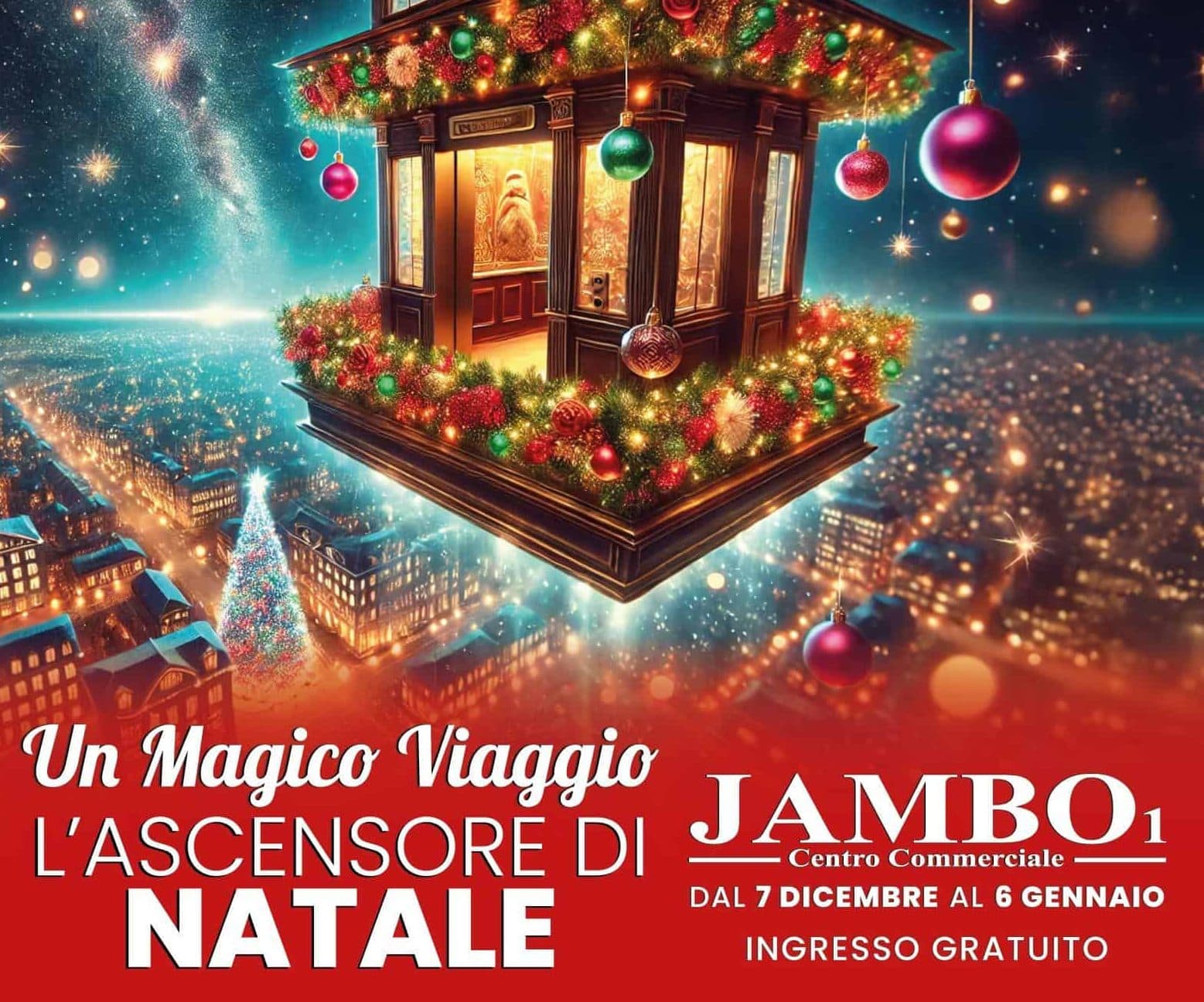 Al Jambo1 arriva l’Ascensore di Natale: gratis fino al 6 Gennaio