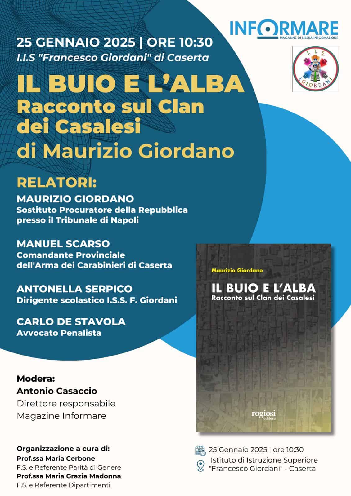 Maurizio Giordano all'I.I.S "F. Giordani" di Caserta presenta il libro "il buio e l'alba"