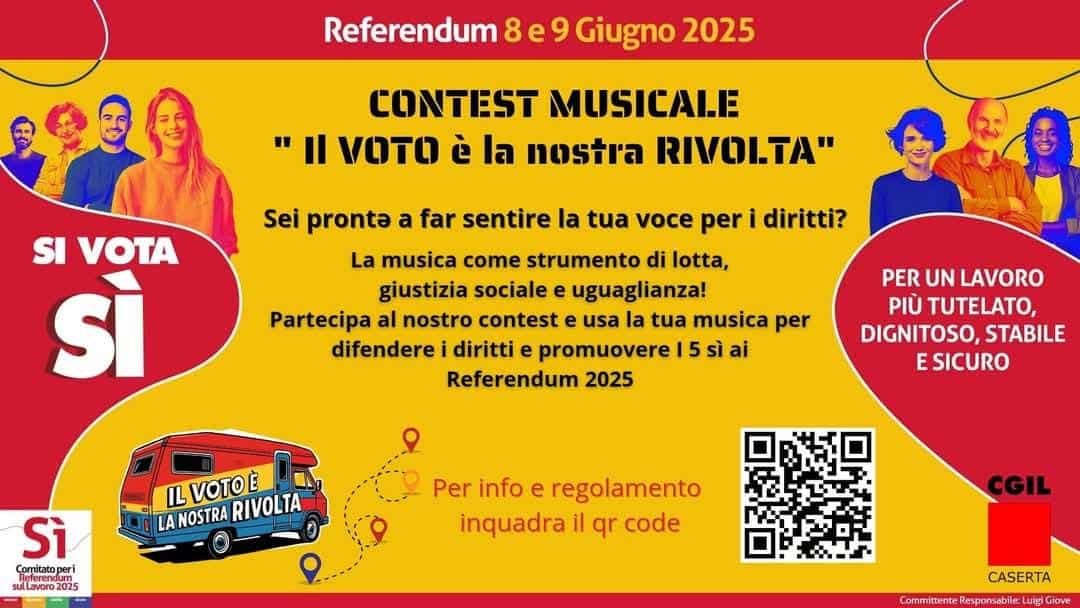 "Il voto è la nostra rivolta": al via il contest musicale di CGIL Caserta