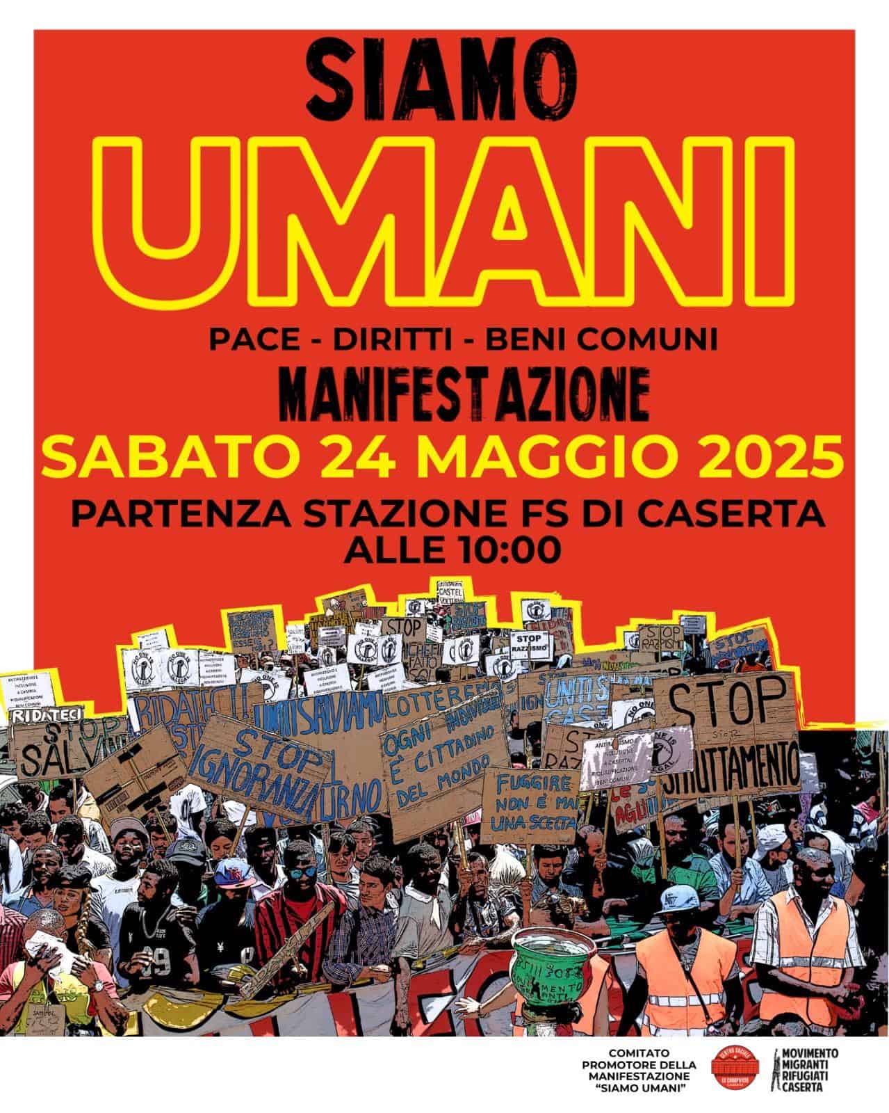 "Siamo Umani": a Caserta la manifestazione per la pace, i diritti e i beni comuni