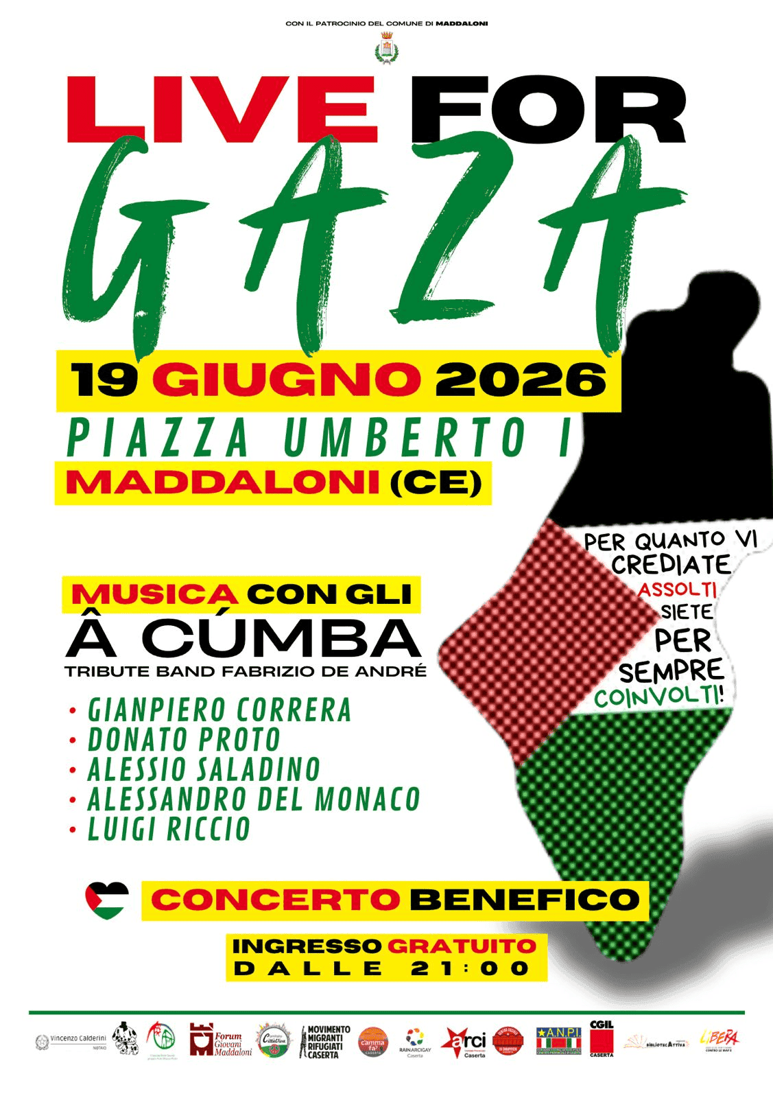 Life For Gaza a Maddaloni, concerto benefico il 19 giugno